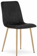 Jedálenská stolička LAVA zamatová čierna / drevené nohy