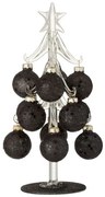 Sklenený stromček s čiernymi guľami Baubles Stars  – 10*10*20 cm