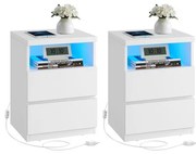 Set dvoch nočných stolíkov s LED osvetlením LET834W01