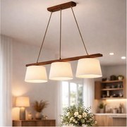 Závesný luster na lanku AIDA 3xE27/60W/230V pr. 25 cm dub/orech