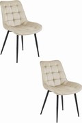 Set dvoch jedálenských stoličiek BERA zamatové béžové / čierne nohy (2 ks)