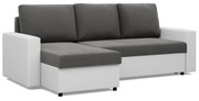 Rohová rozkladacia sedacia súprava LUNA Sivá/biela II