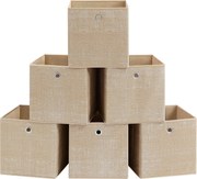 Prenosné úložné boxy, sada 6 kusov, skladacie, pieskovo béžová farba