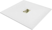Mexen Hugo štvorcový sprchový box SMC 100 x 100 cm, biely, zlatá krytka - 42101010-G