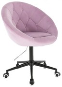 LuxuryForm DESIGN Kreslo VERA VELUR na čiernej podstave s kolieskami - levanduľa