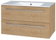 Mereo Mereo, Bino, kúpeľňová skrinka s keramickým umývadlom 101 cm, biela, dub, MER-CN622