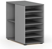 Prístavná policová skrinka k pracovnému stolu PRIMO GRAY, ľavá, sivá/grafit