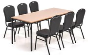 Jedálenská zostava JAMIE+ HARTFORD, 1800x800 mm stôl, buk + 6 stoličiek, čierna koženka