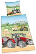 Herding Detské flanelové obliečky Traktor, 135 x 200 cm, 80 x 80 cm