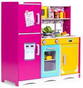 Veľká drevená hracia kuchyňa pre deti Farebná s otváracou chladničkou, rúrou, mikrovlnnou rúrou