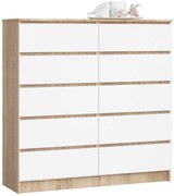 Komoda Kraft 10SZ (dub sonoma + biela). Akcia -18%. Vlastná spoľahlivá doprava až k Vám domov. 1117145