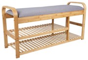 Sivá/prírodná bambusová polica na topánky s lavicou – Leitmotiv