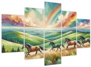 Obraz – Kone cválajúce krajinou (150x105 cm)