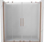 Mexen Velar Duo, posuvné sprchové dvere do otvoru 200 cm, 8mm sklo námraza, medená matná, 871-200-000-32-65