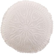 Biely bavlnený okrúhly vankúš s čipkou Lace white - Ø 39*12cm