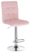 LuxuryForm DESIGN Barová stolička TOLEDO VELUR na striebornom tanieri - ružová