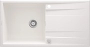 Deante Eridan, granitový drez na dosku 1000x520x203 mm Z/O, 3,5" + priestorovo úsporný sifón, 1-komorový, biela, ZQE_A713