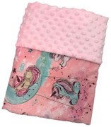 Deka Unicorn/minky ružová 60x70 cm – detská deka s jednorožcom