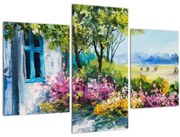 Obraz záhradky pred domom, olejomaľba (90x60 cm)