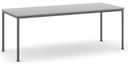 Jedálenský stôl, 200x80 cm, tmavo sivá podnož, sivá