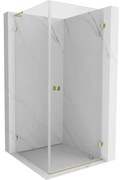 Mexen Lunar-B L, 1-krídlový sprchový kút, pravý, 80 x 80 cm, 8mm číre sklo, zlatý lesklý profil, 832L-080-080-50-00-P