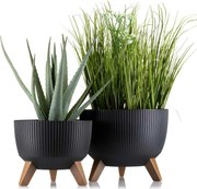 PLASTOVÝ KVETINÁČ ROSA LINEA ECO SADA 2KS 15X24,3 CM+18,3X29,2 CM ČIERNA