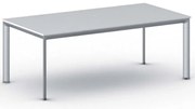 Rokovací kancelársky stôl PRIMO INVITATION, 200x100 cm, sivostrieborná podnož, biela