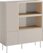 Vysoká komoda so zásuvkou Desin 120 cm dvojdverová - kašmír / dub nagano