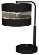 Stolná lampa Ultimo, 1x čierne/zlaté textilné tienidlo, b