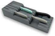 Organizér na nože, na 11 nožov, plastový odtiene šedej - 41 x 16 x 7 cm