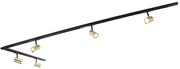 Koľajnicový systém s 5 reflektormi 1-fázový čierny so zlatom - Jeana