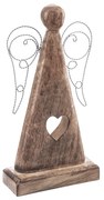 InDecor Anjel z mangového dreva s drôtenými krídlami, 13 x 5 x 26 cm