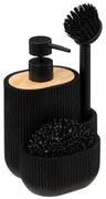 Dávkovač saponátu Blackwood, čierna/s drevenými prvkami, 500ml