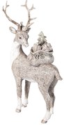 Strieborno biela dekoratívne soška jeleňa s darčekmi - 15 * 9 * 26 cm