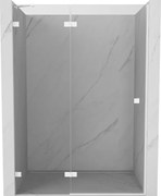 Mexen, Mexen Lunar ľavé otočné sprchové dvere 130 cm, transparentné, biele - 834-130-000-20-00-L
