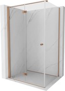 Mexen Mist-F T, 1-krídlový skladací sprchový kút ľavý 75 x 70 cm, priehľadný, brúsená meď - 8A6T-075-070-65-00-L
