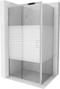 Mexen Apia, sprchový kút s posuvnými dverami 90 (dvere) x 80 (stena) cm, 6mm číre-pásy sklo, chrómový profil, 840-090-080-01-20