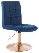 LuxuryForm DESIGN Stolička TOLEDO VELUR na zlatom tanieri - modrá
