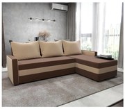 Čalúnená univerzálna rozkladacia rohová sedacia súprava BRISTOL v tvare L hnedá/béžová