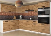 Kuchynská linka Belini 420 cm dub wotan s pracovnou doskou Uniqagrande  TOR UNIQAGRANDE/5/WT/DW/0/B1