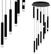 Závesné svietidlo Carbon, 12x biele kovové tienidlo, b