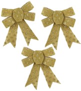 Sada 3 ks vánočních dekorativních mašlí Santa Lila 9,5x12 cm zlatá