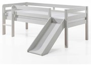 Biela detská vyvýšená posteľ so šmykľavkou Vipack Pino, 90 x 200 cm