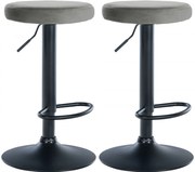 2x Barová stolička Ponte - zamat, čierny rám - Sivá