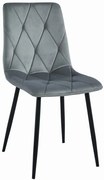 Jedálenská stolička LIBRA zamatová sivá (čierne nohy)