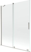Mexen Velar, 2-krídlová posuvná vaňová zástena 140 x 150 cm, 8mm číre sklo, brúsená oceľ, 896-140-000-01-97