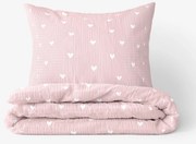 Goldea krepové posteľné obliečky - srdiečka na púdrovo ružovom 140 x 200 a 70 x 90 cm