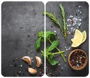 Súprava 2 sivých sklenených krytov na sporák Wenko Universal Herbs