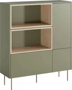 Vysoká komoda Desin 120 cm s dvoma dverami a zásuvkou - olivový / dub nagano