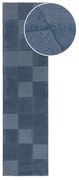 Tmavomodrý ručne tkaný vlnený behúň 60x230 cm Checkerboard – Flair Rugs